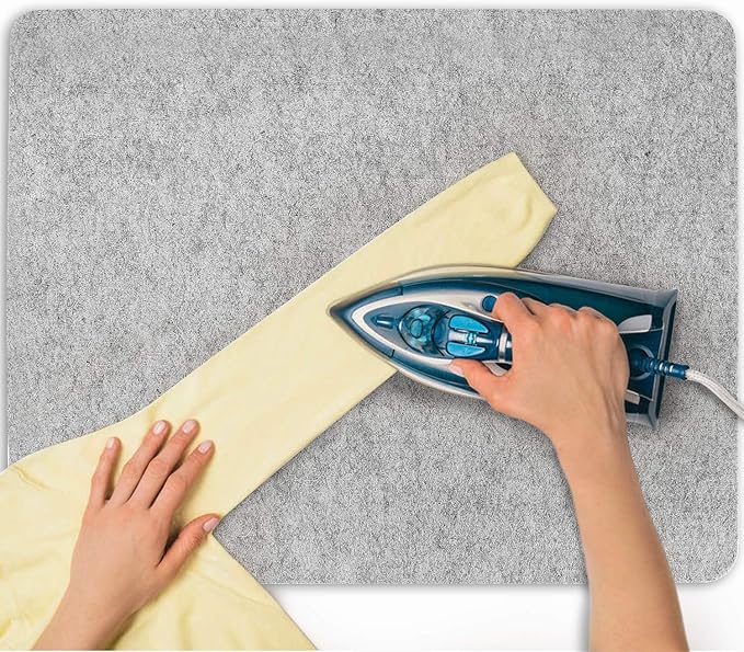 17''x13.5'' Wool Pressing Mat for Quilting, 100% Wool from New Zealand, Portable Felted Wool Ironing Mat with a Silicon Iron Rest Pad