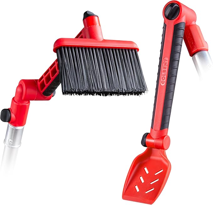 Multi-Angle Gutter Cleaning Tools from the Ground - Gutter Cleaner tool attachment for Threaded Poles - Gutter Scoop & Brush for rain gutter cleaning and leaf removal from Gutter Guard