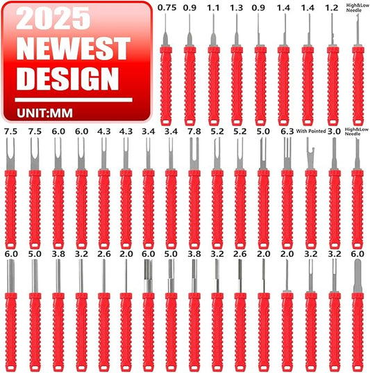 41 Pcs Terminal Pin Removal Tools with Blow-Molded Case - Electrical Pin Removal Tools Automotive Depinning Tool Kit for Automotive & Household Devices Most Connector, Red