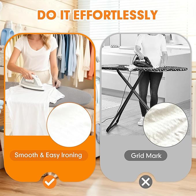 Ironing Board Cover and Pad, 21x57 Extra Large Thick Iron Padding, Scorch & Stain Resistant Ironing board cover, Heavy Duty Iron Board Padded with Adjustable Fasteners Durable Elastic Edge, Grey
