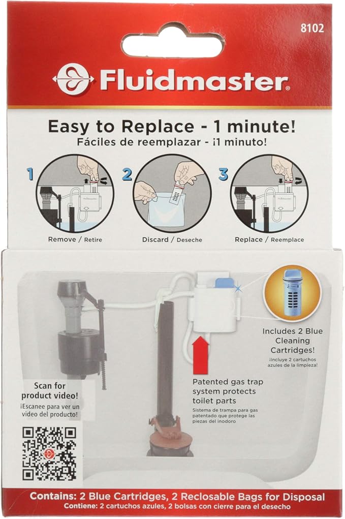 Fluidmaster 8102P8 Flush 'n Sparkle Automatic Toilet Bowl Cleaning System Refills, Blue Upgraded Version 2 Count (Pack of 8)