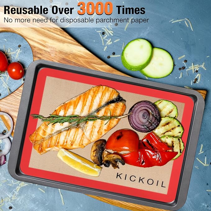 Silicone Baking Mats Set of 3, Non-Stick Reusable BPA-Free Oven Liners,100% Food-Grade Silicone Baking Sheets for Cookies, Macarons, Bread and Pastry,11.6'' x 8.5''(Quarter)