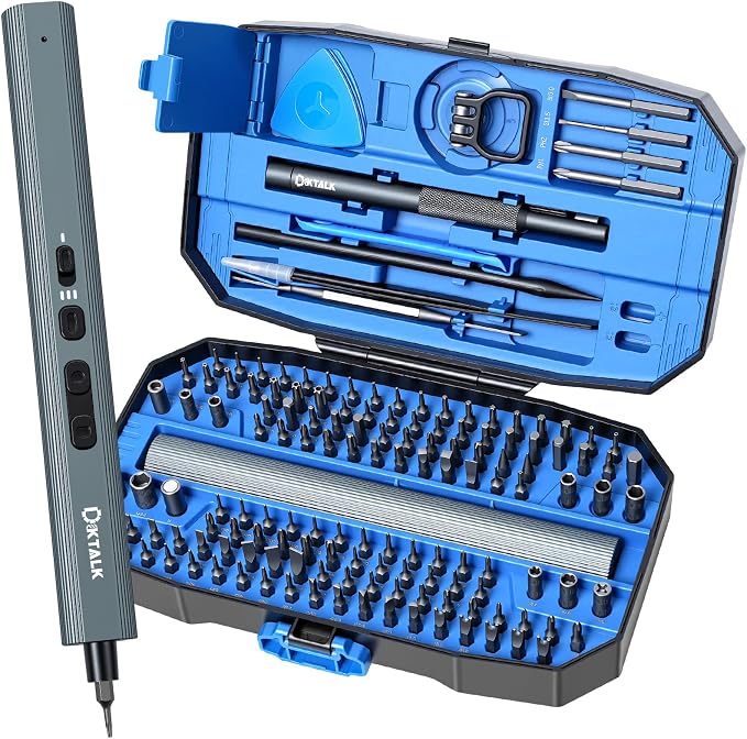 153PCS Precision Electric Screwdriver Set,Mini Magnetic Repair Kit with 140 S2 Bits,Rechargeable 3-Speed Electric Screwdriver,Manual&Electric Dual Mode,LED Light for iPhone,Laptop,PC,Electronics