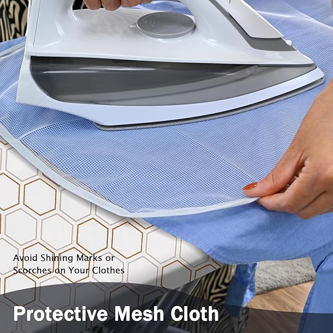 SheeChung 14"x42" Over The Door Ironing Board Cover and Pad,Thick Iron Covers with Fastener Straps,Durable Scorch & Stain Resistant Padded Door Ironing Board Cover