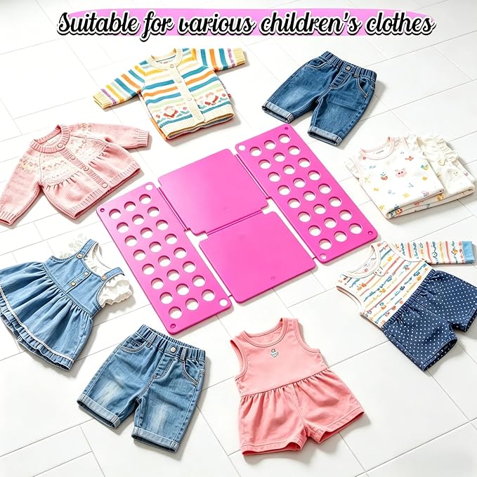 Mini Toddler Shirt Folding Board - Ages 1-7 Pink, Builds Independence | great for Montessori laundry, lightweight PP, smooth rounded edges, quick & simple, develops confidence & skills, stores flat