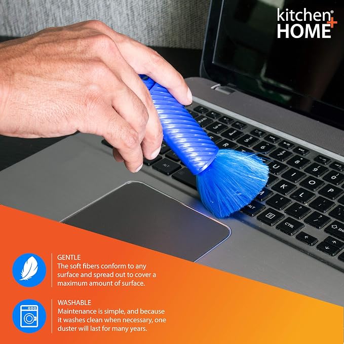 Kitchen + Home Compact Static Duster - 6.5" Inch Travel Duster with Carry Case - Electrostatic Duster attracts dust Like a Magnet!