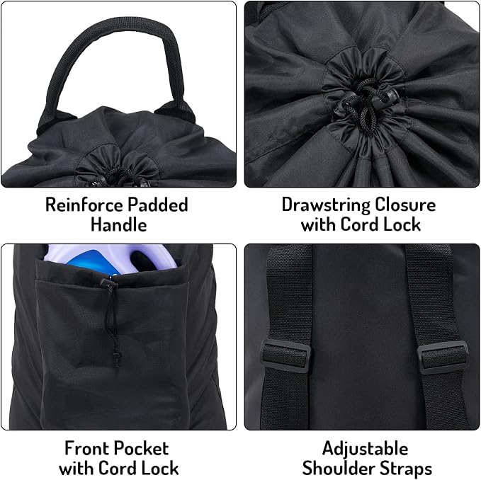 Seiritex Laundry Backpack Bag, Dirty Clothes Travel Laundry Bag with Shoulder Straps for College Dorm (Black)