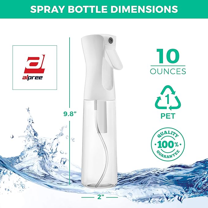 Hair Spray Bottle Continuous Water Mister Spray Bottle Empty Ultra Fine for Hair Styling, Pets, Plants, Cleaning, Misting & Skin Care, Salons, for Taming Hair in Morning, Curly Hair, Essential Oil Scents & More