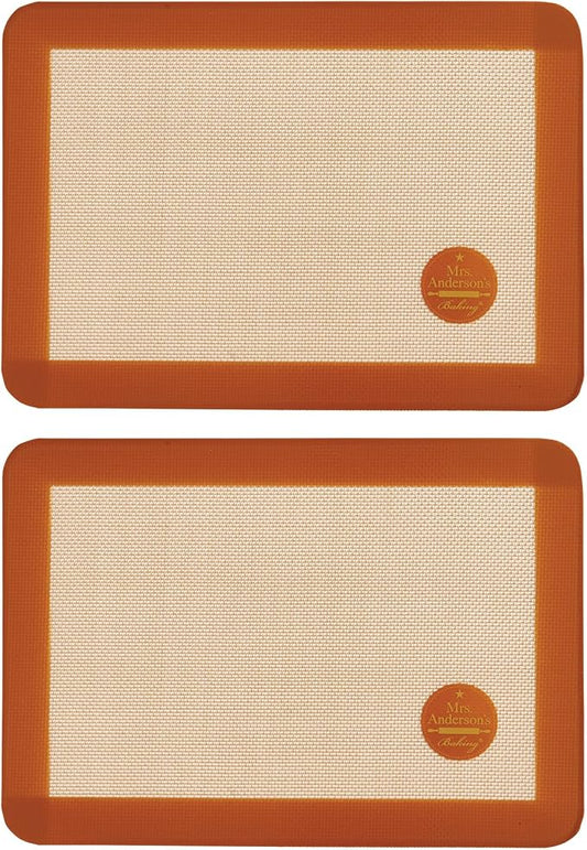 Mrs. Anderson’s Baking Non-Stick Silicone Quarter-Size Baking Mat Set, 8.5-Inch x 12-Inch, Set of 2