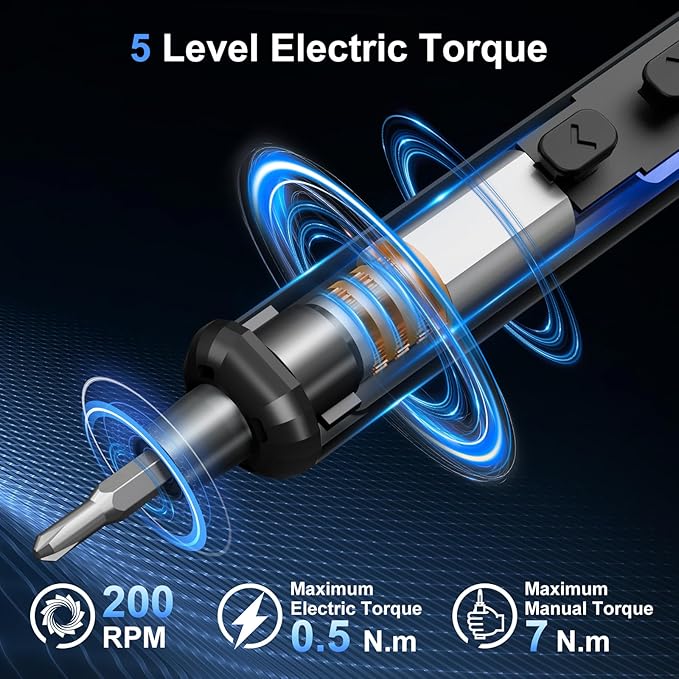 STREBITO 67 in 1 Electric Screwdriver Set, Electric Screwdriver Cordless | 50 S2 Magnetic Bits, 5 Torque Settings, 4 LED Lights, Mini Power Screwdriver Repair Tool Kit for Laptop, PC & Electronics