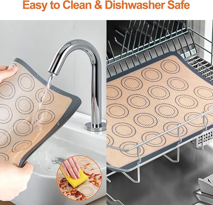 HOOMIL Macaron Silicone Baking Mats, 18"x13", Non-Stick, Reusable, Food Safe, Commercial Half Sheet Size Silicone Mat, Pack of 2