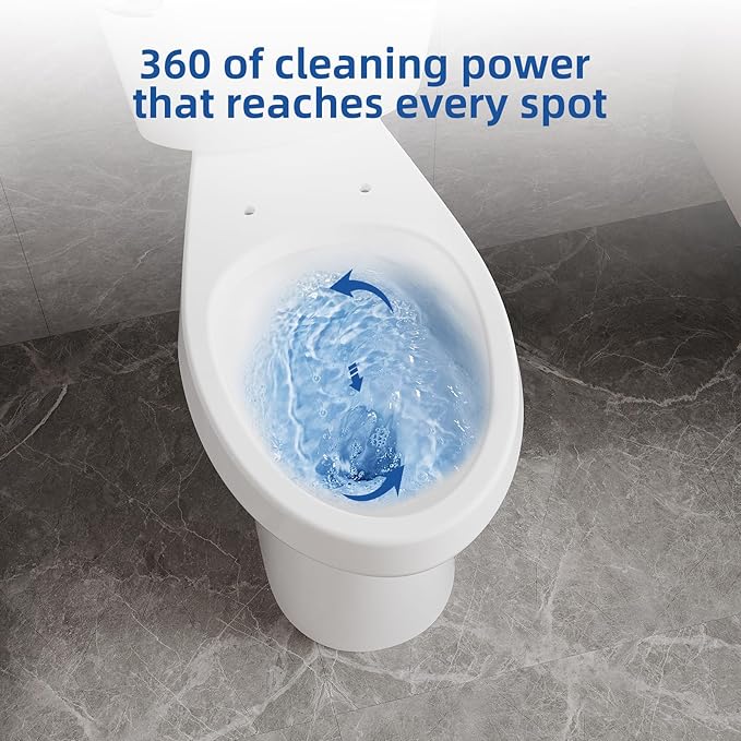 Two-Piece Toilets for Bathrooms, Comfort ADA Toilet with 19" Height, Elongated with Soft Close Seat, Power Flush 1.28 GPF