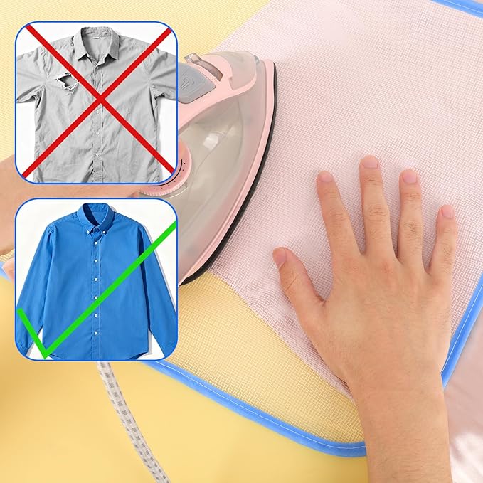 3pcs Pressing Cloth for Ironing, Heat Resistant Polyester Mesh Iron Protector for Clothes Prevents Scorch Marks & Iron Damage Insulation Pad Easy Ironing & Sewing (Random Color)