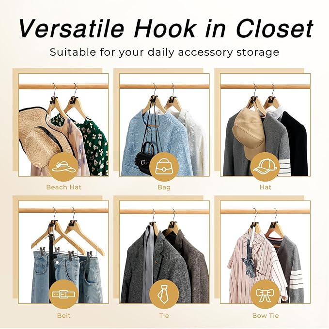HOUSE DAY Space Saving Hangers 100 Pack, Clothes Hanger Connector Hooks | Heavy Duty Closet Space Saver, Small Space Solutions, Cascading Dorm Room Closet Organizer and Storage - Black