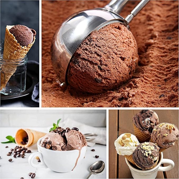 Ice Cream Scoop, 3Pcs Cookie Scoop Set, Stainless Steel Cookie Scoops for Baking Set of 3, Cookie Scooper for Baking, Ice Cream Scooper with Trigger Release, Cookie Dough Scoop