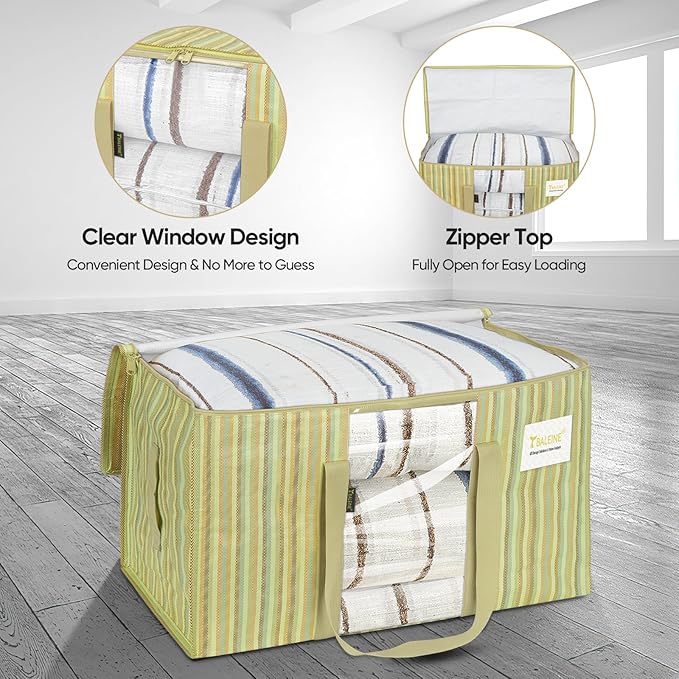 BALEINE 4-Pack Oversized Moving Bags with Reinforced Handles, Heavy-Duty Storage Tote Moving Supplies for Packaging, Camping (Color Stripe, 4-Pack)