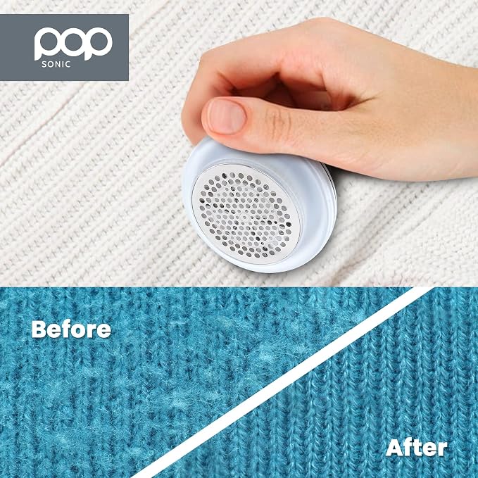 Fabric Shaver, Lint Remover Electric (Silver) – Rechargeable, 6 Blade System, Fabric Lint Shaver w/LED Light | One-Touch Activation Pill Shaver for Clothes - Electric Lint Remover Fabric Shaver