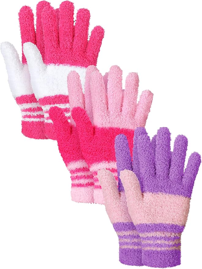 Patelai 3 Pairs Microfiber Plant Dusting Gloves Leaf Cleaning Gloves for Indoor Plants, Blinds, Furniture, House (White,Pink,Purple,Rose Red,Medium)