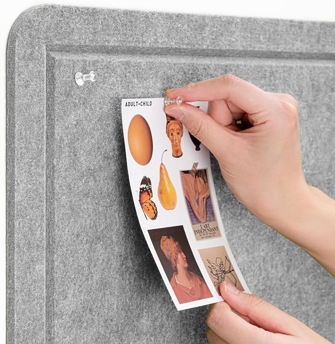 Felt Bulletin Board 24x18 inches, Decorative Pin Board for Home & Office | Cork Board Alternative for Wall with Push Pins, Display Mood Board for Photos, Notes & Reminders