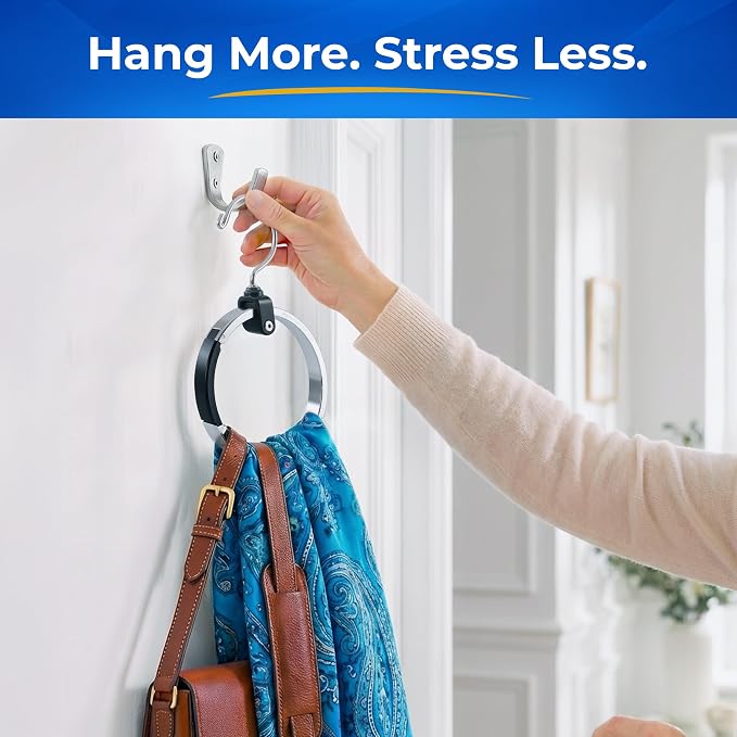 Rolly Hanger® Premium Closet Organizer, Rotating Aluminum Ring Hanger with 360° Swivel Hook, Space Saving Accessory Holder for Belts, Ties, Hats, Scarves, Purses & Handbags | Closet Organizer (3 Pack)