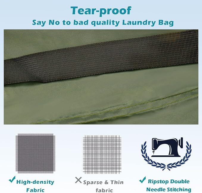 Coomee Heavy Duty Laundry Bag, 2 Pack XL Nylon Laundry Bags with Straps | Extra Large Laundry Bags, Drawstring Closure, Washable Large Dirty Clothes Organizer, Travel Bag Fits a Laundry Hamper