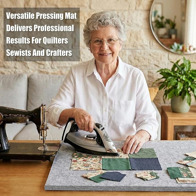 Nicunom Wool Pressing Mat, 17" X 36" Large Quilting Ironing Pad Natural Wool Ironing Mat for Quilters, Wool Felted Mat for Quilting, Sewing, Crafting