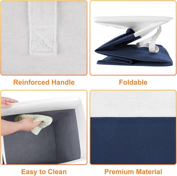 TasticTotes Laundry Basket 3-Pack, Laundry Hamper, 75L-Blue | Clothes Laundry Hamper, Collapsible Laundry Basket, Freestanding laundry hamper with Handles, Towel Storage for Home or Dorm