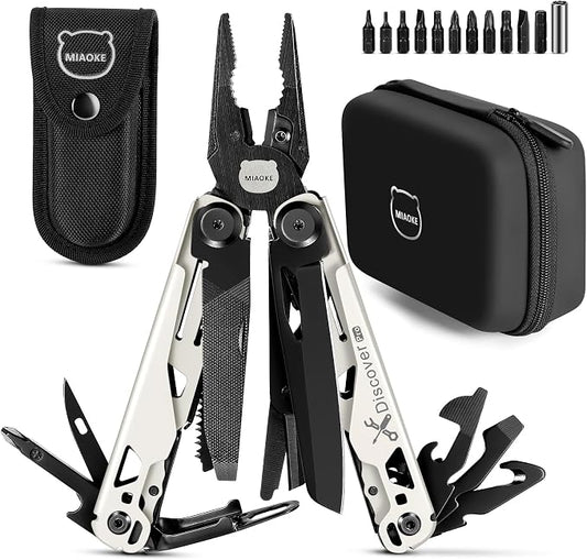 23 in 1 Multitool with Premium Gift Box, Cool Gadgets for Men (White) | Include Screwdrivers Saw Screwdrivers Bottle Opener Pliers Camping Knife, Best Gift for Boyfriend Son Dad Him Husband
