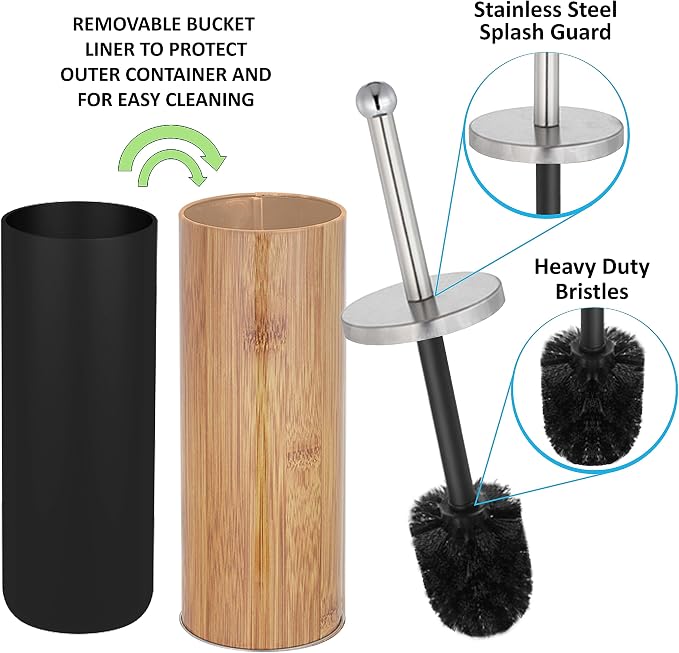 Zahari Home Woodland Toilet Bowl Brush and Holder, Metal, Natural