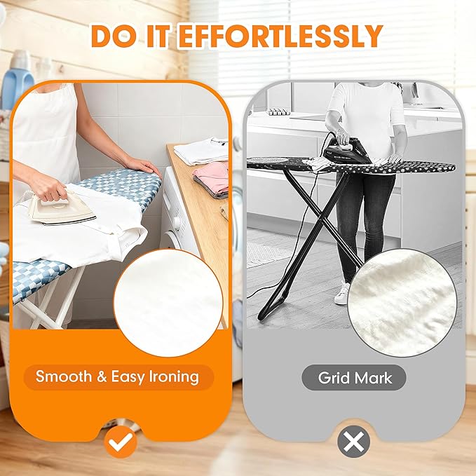 Ironing Board Cover and Pad, 21x57 Extra Large Thick Iron Padding, Scorch & Stain Resistant Ironing board cover, Heavy Duty Iron Board Padded with Adjustable Fasteners Elastic Edge, Berry Blue