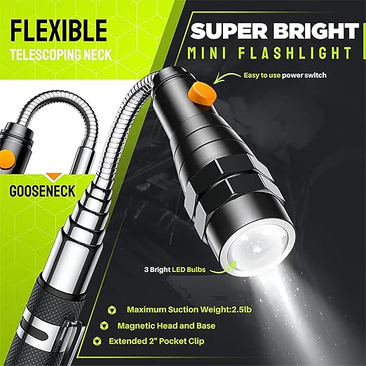 Telescoping Magnetic Pickup Tool Set, Inspection Mirror Telescoping, LED Flashlight, Cool Gadgets for Men, Stocking Stuffers, Gifts for Dad, Husband, Kids, Boyfriend, Magnet Stick (Camo)