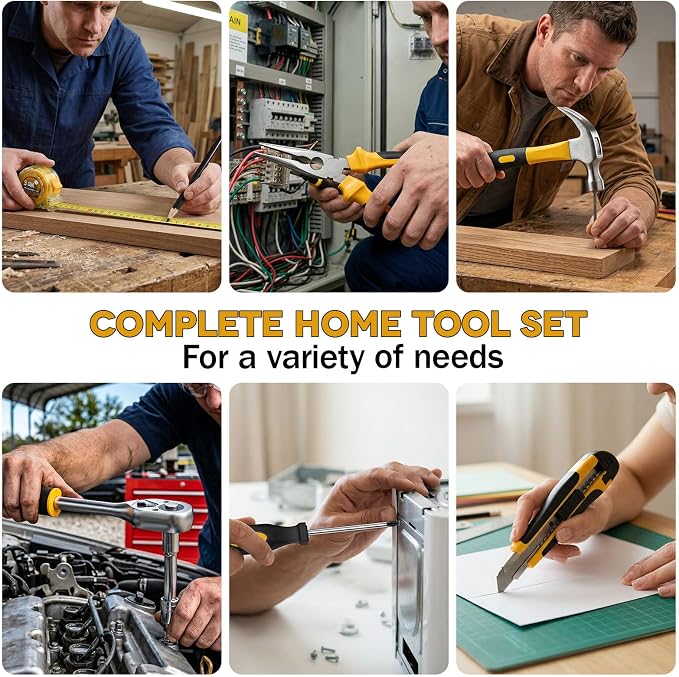 Sundpey 267 Pcs Tool Kit Set for Home with 21V Cordless Drill & Drawer Case | Portable Complete Tool Box, with 2 Batteries & Charger & Mechanic Set,for Men Women,for Household House Garage Apartment Dorm