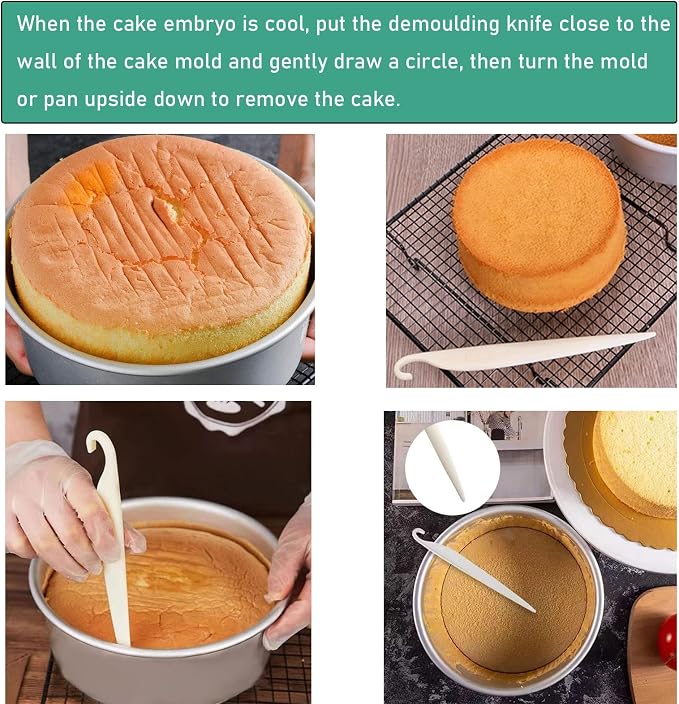 4 Pack Cake Stripping Knife Scraper Cookie Demoulding Knives Release Cakes from Metal Pans Plastic Butter Cream Scrapers for DIY Baking Bakeware Bakery Kitchen Gadgets