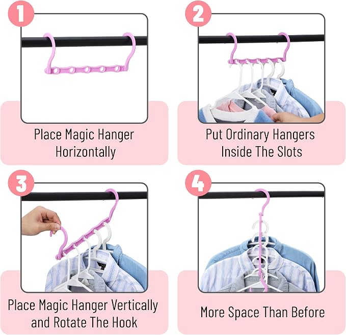 Mr. Pen- Space Saving Hangers, 8 pcs, 360° Rotating Hooks | Magic Cascading Hanger Organizer with 5 Enclosed Slots, Closet Organizers and Storage for Clothes
