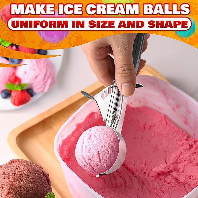 1 Oz Ice Cream Scoop with Trigger #30 - Versatile 1 Oz Scoop for Gelato, Cookie Dough Baking, Sorbet & Meatballs - Rust-Resistant Stainless Steel, Easy to Clean | Great Portion Control for Daily Prep
