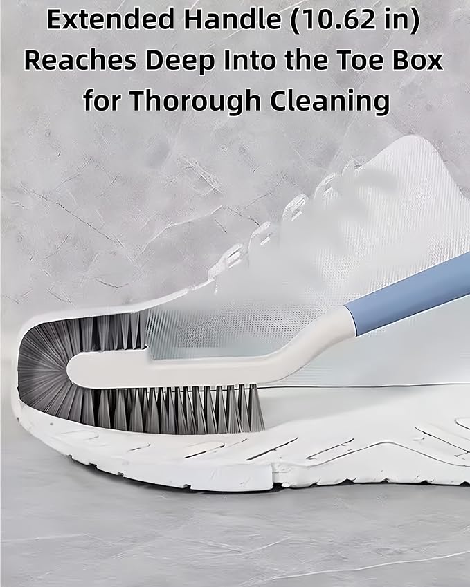 Cleaning Scrub Brush Set Shoe Brush Laundry Brush Scrub Brushes for Stains | 2 Long Handle Shoe Brushes&1 Clothes Brush Ergonomic Handle with Medium Bristles Brush for Sneakers, Footwear,Fabric,Carpet