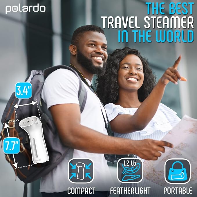 Portable Travel Garment Steamer for Clothes, Metal Steam Head, 25s Heat Up, Pump System, Mini Size, Handheld Steamer for Any Fabrics, No Water Spitting, 120V