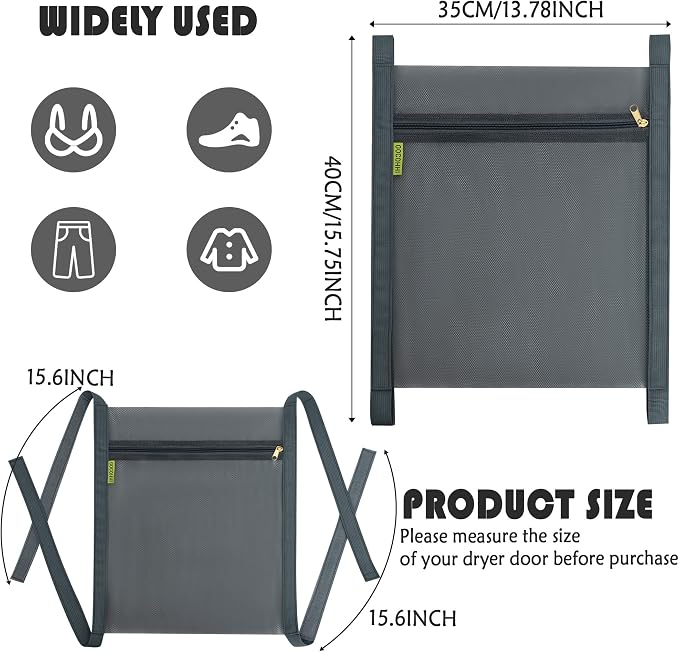 Shoe Dryer Bag, Sneaker Dry Net for Dryer, HoneyComber Mesh Bags with Zipper and Strap for Shoes, Laundry Reused Bag Tool, 15.7x13.8 Inches (1Pc Grey)