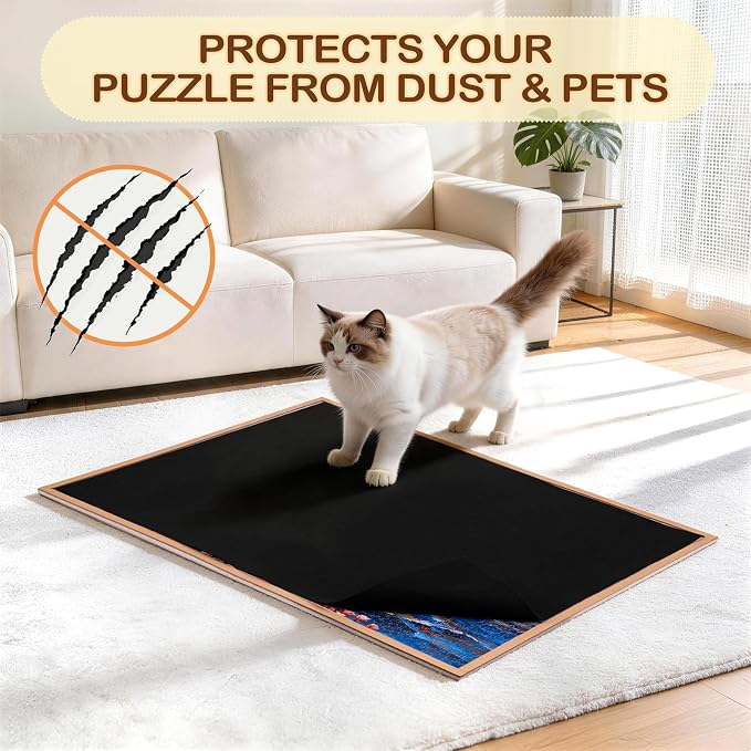 Puzzle Board for 1500 Pieces, Foldable Jigsaw Puzzle Board 35.4" x 26.18" with 4 Sorting Trays, 2-in-1 Folding Puzzle Table, Felt Puzzle Mat, Portable Puzzle Organizer Storage Board for Adults