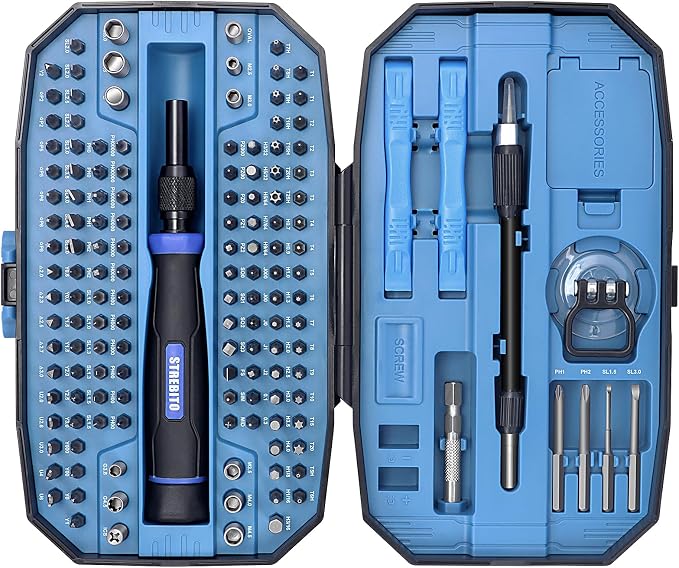 STREBITO Precision Screwdriver Set 153 in 1 Small Magnetic Screwdriver Set | Electronics Screwdriver Set Mini Repair Tool Kit for RC, Computer, PC, Laptop, iphone, Macbook, PS5, Xbox, Jewelers, Glasses