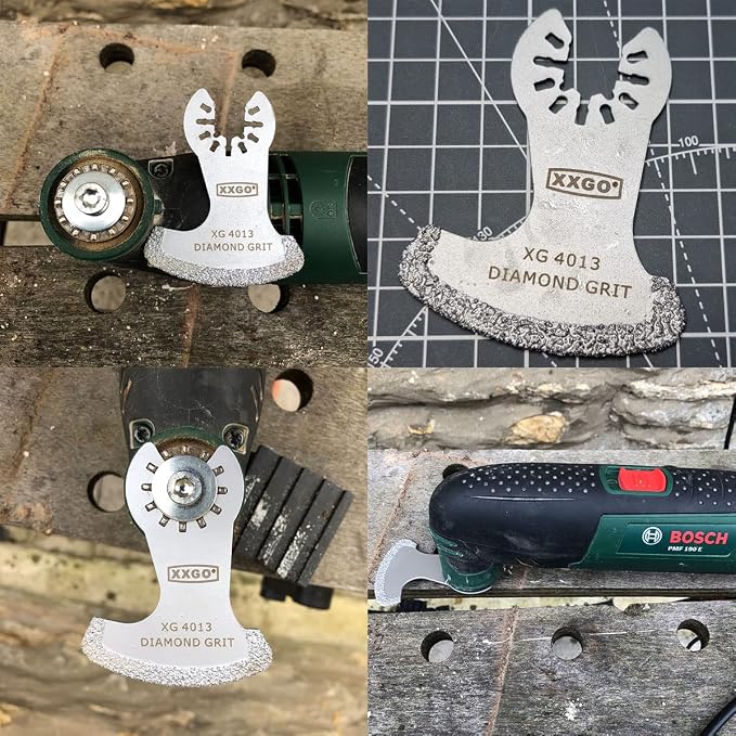 XXGO 4 Pcs Diamond Oscillating Multi Tool Blades for Removing Grout | Best For 1/8 Inch Grout Removal