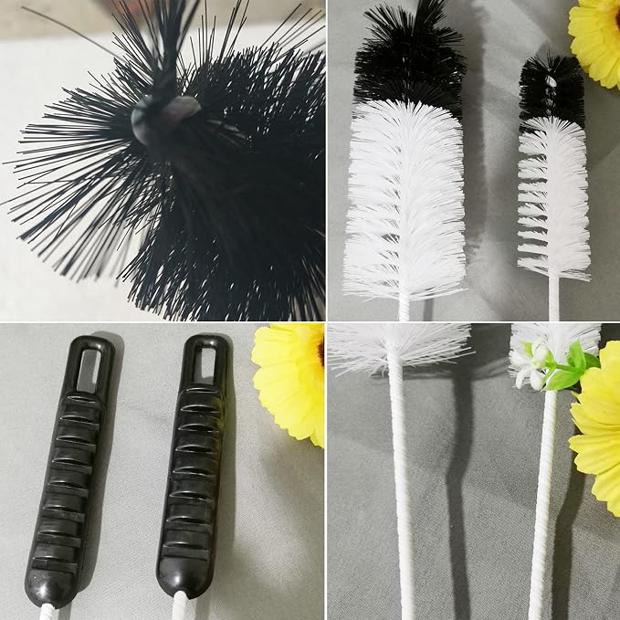 Bottle Brushes Thin Long Handle X 2, Utility Skinny Wire Cleaner Set Big Small, Bendable Flexible for Cleaning Narrow Neck Water, Beer, Wine, Baby Bottles, Pipes, Tubes, Hoses, and Flasks