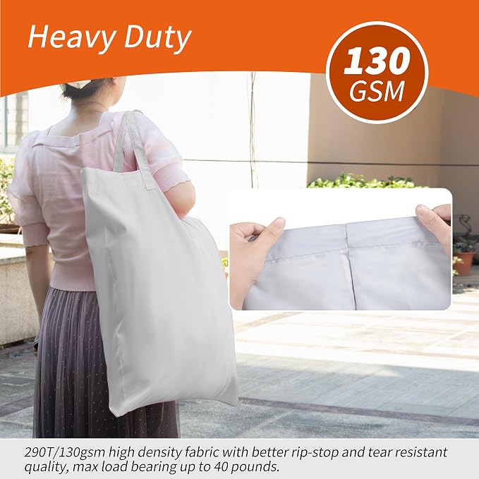 Extra Heavy-Duty Laundry Bag with Handles, Silver, 21x24” | Medium Size, Name ID Tag, Machine Washable, Reinforced Handles, Drawstring Closure, For College Dorm Travel