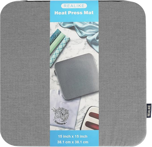 REALIKE Heat Press Mat for Cricut Easypress 2/Cricut Easypress(15X15 inch), Easy Press Mat for HTV Craft Vinyl Ironing Insulation Transfer Projects
