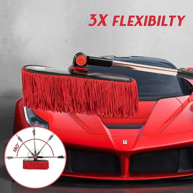 Car Duster Exterior Scratch Free,Soft Car Brush Kit for Truck,SUV,RV and Motorcycle,Wax Cotton Hair,Dusters with Extendable Handle,Duster for Cleaning,Dust Pollen Removing,No Lint