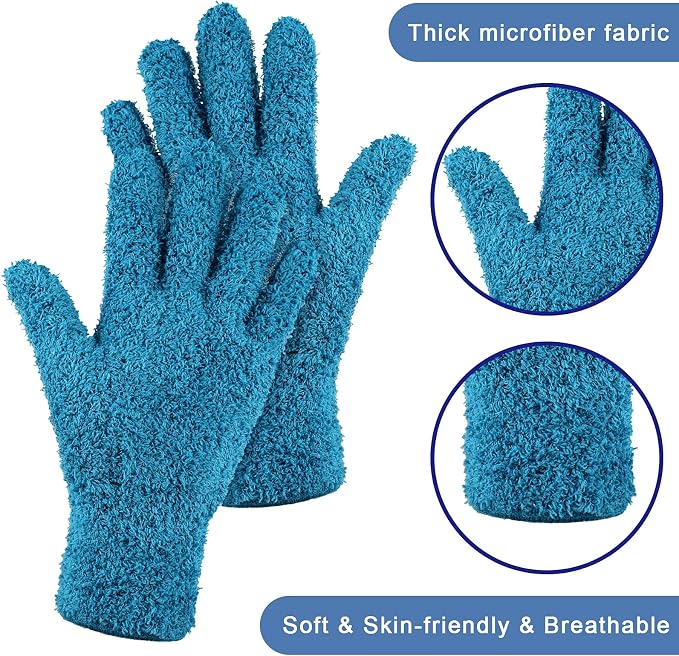 Patelai 3 Pairs Microfiber Plant Dusting Gloves Leaf Cleaning Gloves for Indoor Plants, Blinds, Furniture, House (Purple,Blue,Rose Red,Large)