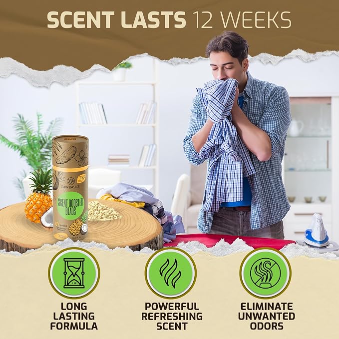 Laundry Scent Boosters, Tropical Aroma - Washer Beads and Deodorizer Supplies - Fragrance Essentials for All Fabric - Scented Bulk Odor Eliminator and Clothes Refresher - Long Lasting Smell Remover
