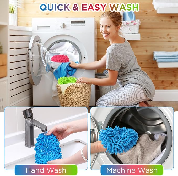 Baderke 6 Pack Chenille Mop Heads Replacements Compatible with 1 Tank System Chenille Duster Replacement Heads Microfiber Spin Mop Refill Pads Reusable Dust Refills for Floor Cleaning (Multicolor)
