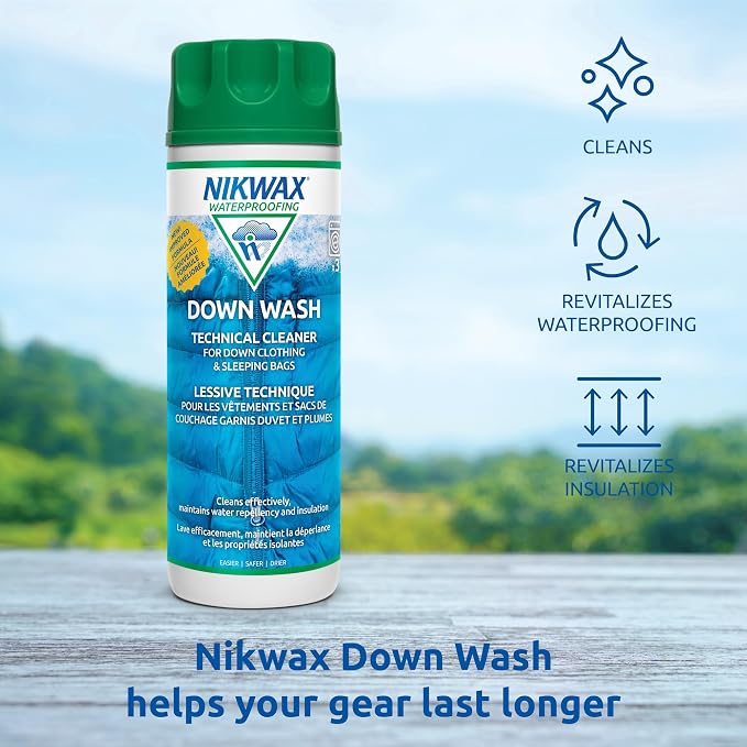 Nikwax Down Wash, 300ml, Detergent for down jackets and sleeping bags, outdoor apparel, clean, care, protect