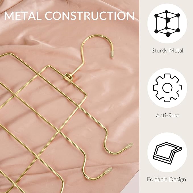 ZEDODIER 4 Pack Tank Top Hanger Space Saving, Bra Hangers for Closet Organizer, Hanging Bra Organizer Tank Tops Holder with 32 Hooks, Metal Closet Organizers and Storage Small Space Solutions, Gold